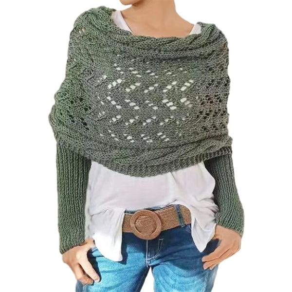 🧶 Gestrickter Damenschal mit Doppelärmeln🧣 