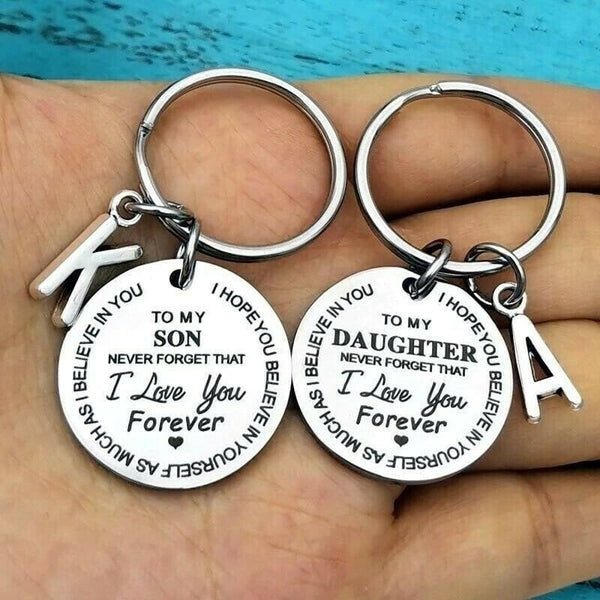 ⇝💓 (Meilleur cadeau pour père et mère) Porte-clés Mon fils / ma fille Je t'aime pour toujours 