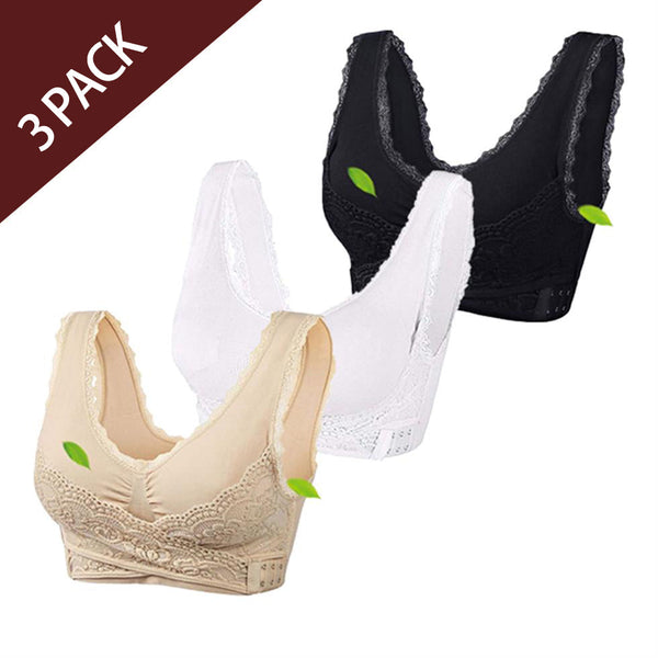 Cara Mia BH (3er-Pack) – Spitzen-BH mit Kreuzverstellung vorne und seitlicher Schnalle 
