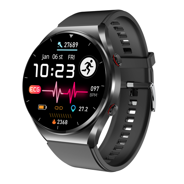Montre connectée PH09 pour la santé, avec mesure de la glycémie, de la tension artérielle, de l'ECG, de la VRC et du rythme cardiaque, en un clic.