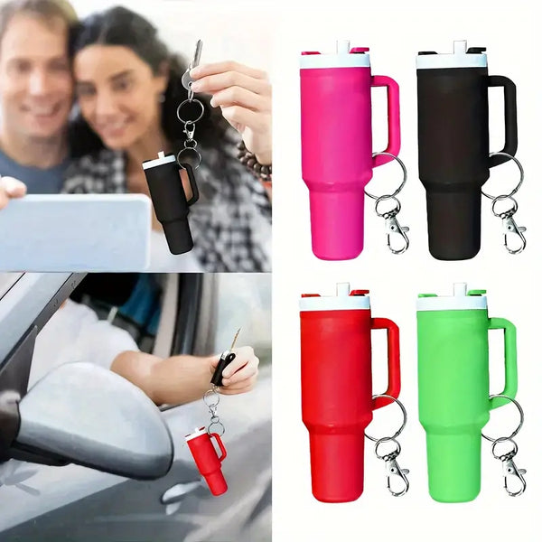5 Stück Mini-Becher-Schlüsselanhänger im Stanley-Stil mit Karabinerverschluss 