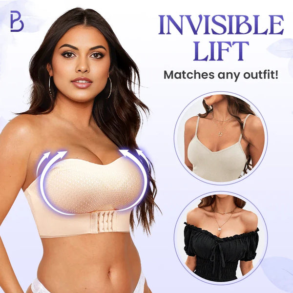 BreezyPush – LETZTER TAG ANGEBOT 70 % RABATT – Atmungsaktiver, rutschfester, trägerloser Push-Up-BH mit Frontschnalle 
