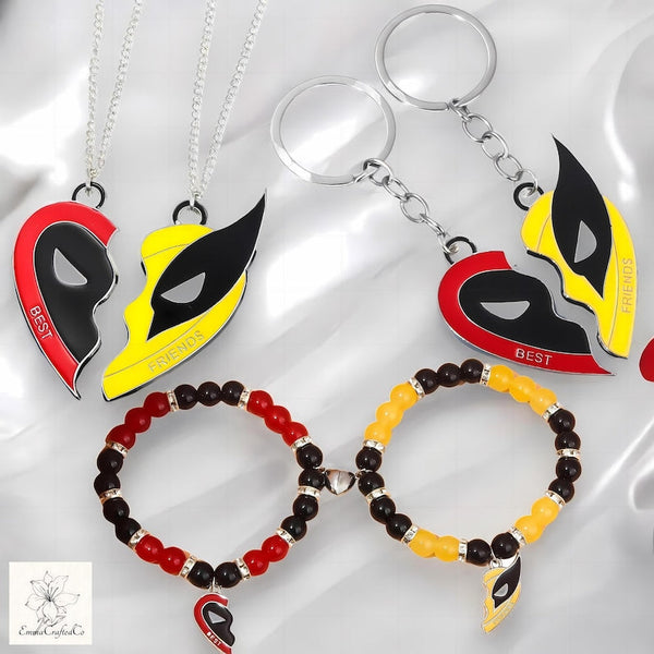 Pendentif cœur d'amitié Dpool &amp; Wolv 