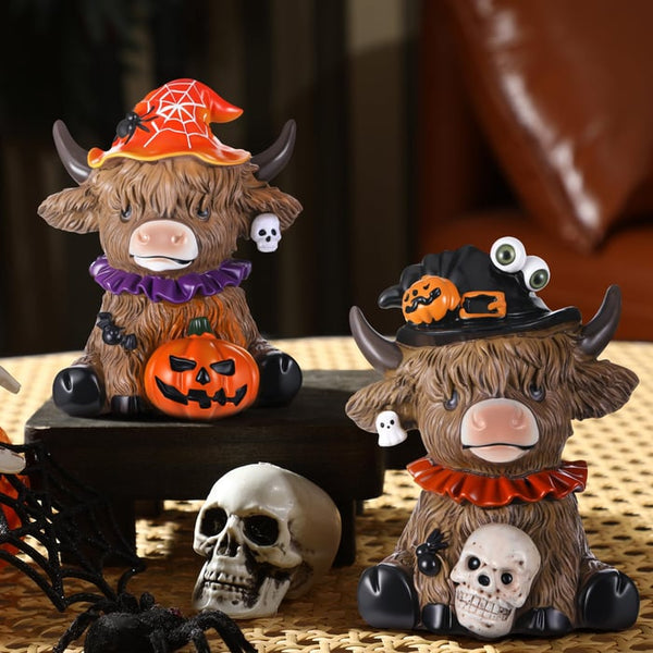 Halloween Highland Cow Statue
