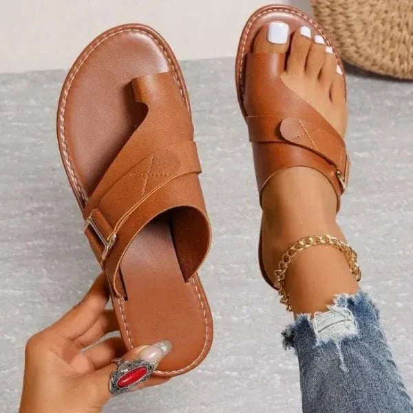 Orthopädische Ledersandalen zur Ballenzehenkorrektur für Damen
