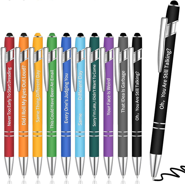 10 lustige demotivierende Büro-Kugelschreiber (schwarze Tinte)
