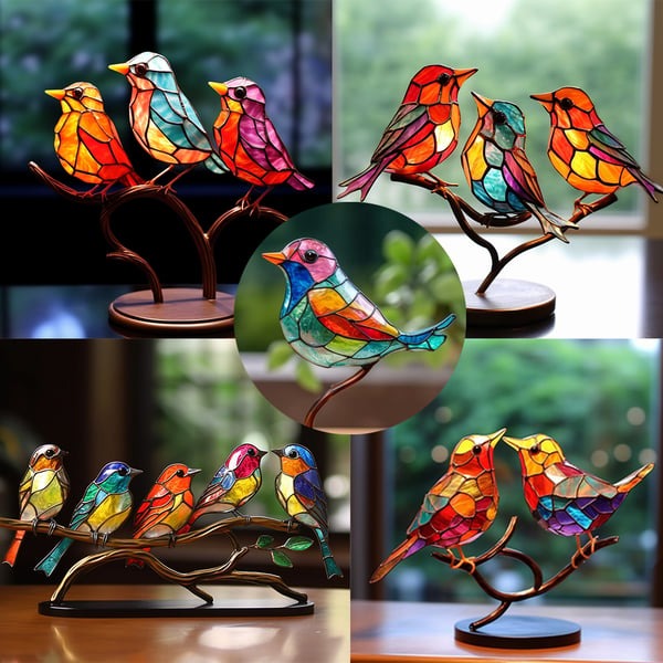 Vogelornamente aus gebeiztem Acryl