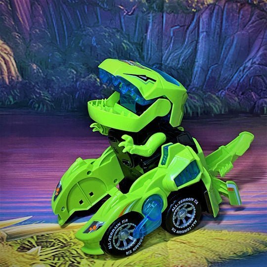 Voiture jouet transformable dinosaure à LED