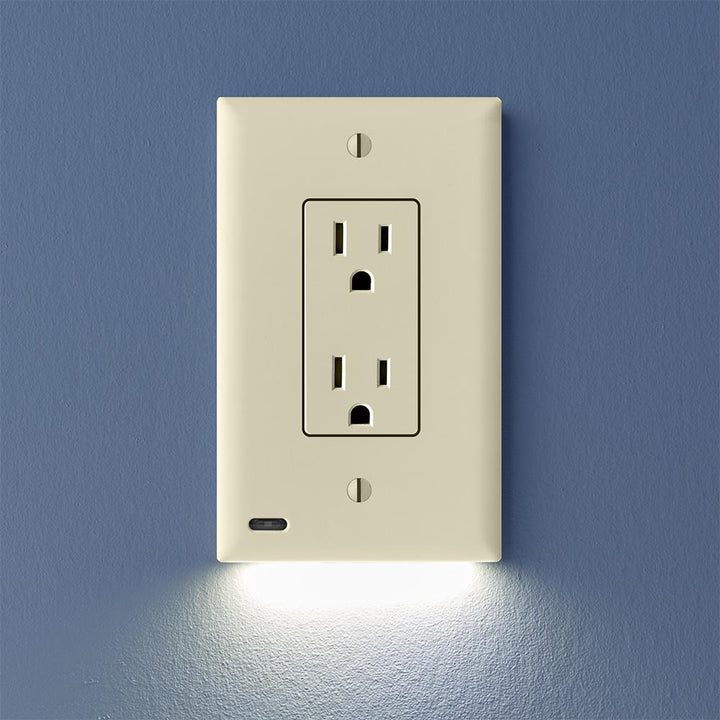 OUTLET WALL PLATE WITH LED NIGHT LIGHTS-NO BATTERIES OR WIRES [UL FCC CSA CERTIFIED] - BestBck