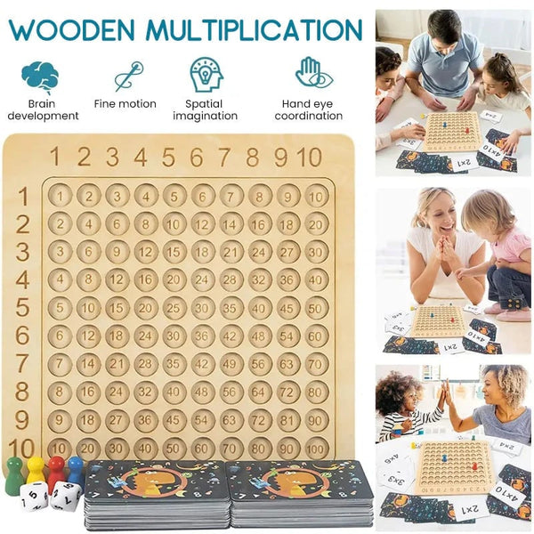 Jeu de société de multiplication Montessori en bois 