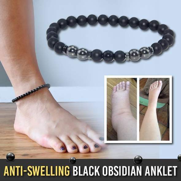 Fußkettchen aus schwarzem Obsidian gegen Schwellungen